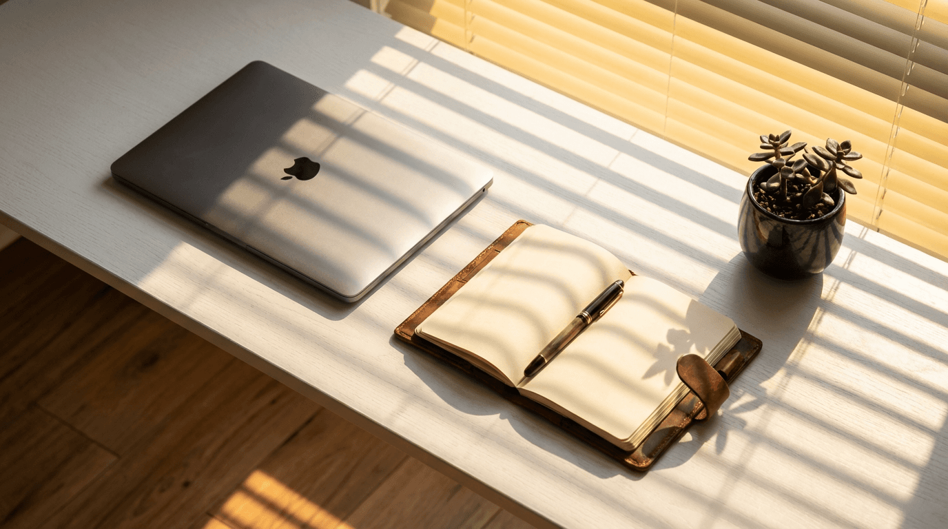 Strategy notebook on a desk