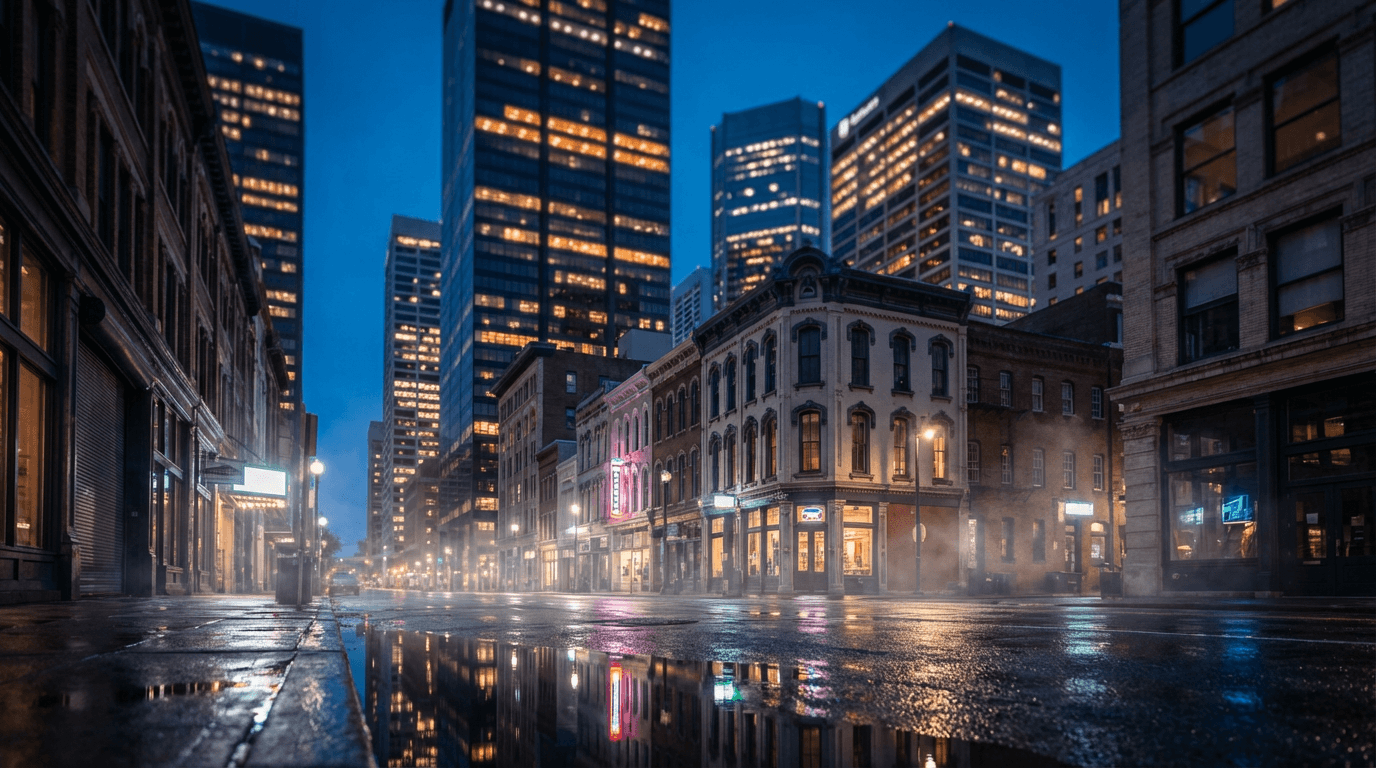 Toronto street with modern brand signage
